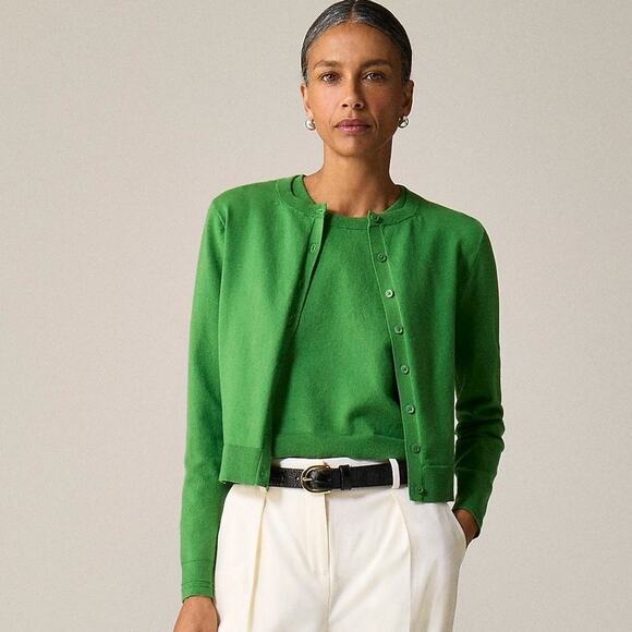 J. Crew Sweaters - J. Crew Women's Jackie Cardigan in Premium Ultra-Fine Cotton Blend Grass S NWT